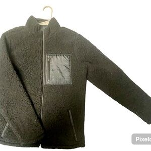 Black Sherpa Jacket with Zip Pocket